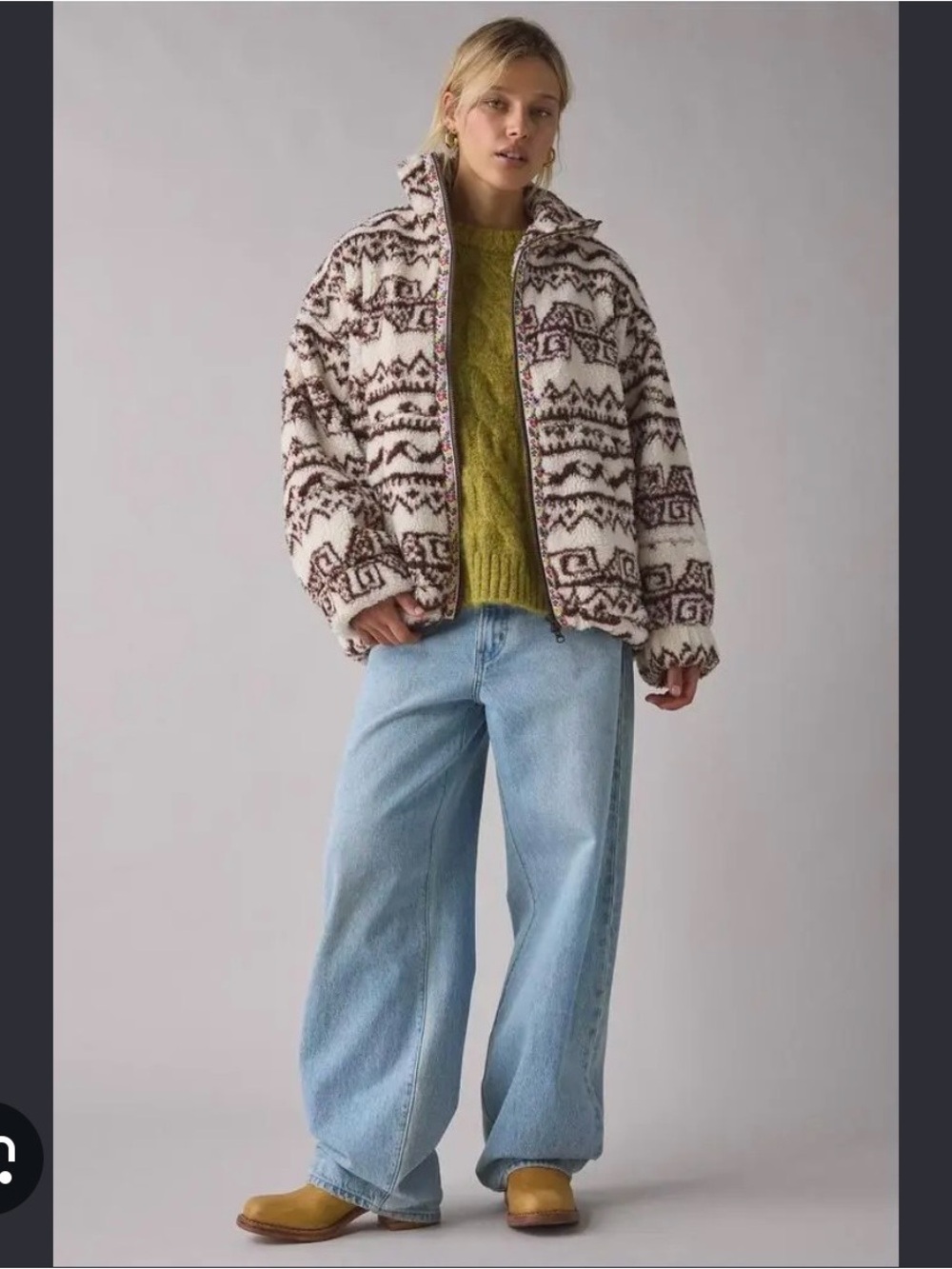 BDG Urban Outfitters Printed Piled Zip Up Jacket Nordic Geo New in Bag!